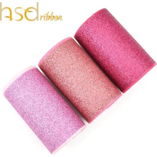 75MM 3 inch hologram laser Tuilp Pink Shock Pink Glitter Printed Grosgrain Ribbon