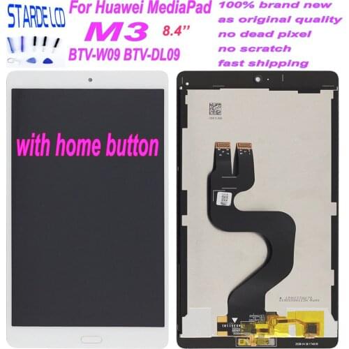 Starde 8.4'' Lcd For Huawei MediaPad M3 BTV-W09 BTV-DL09 LCD Display Touch Screen Digitizer Assembly Black Flex Cable with Home