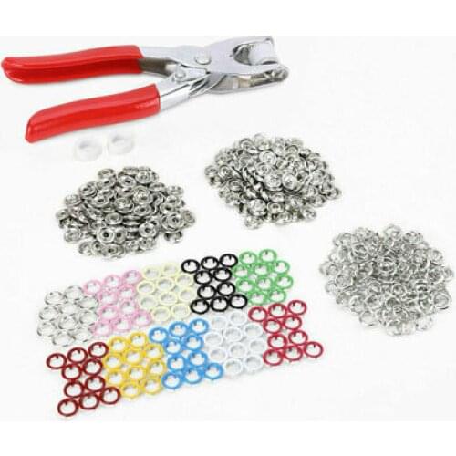 9.5mm 100 sets Metal Sewing Buttons Prong Ring Press Studs Snap Fasteners Clip Pliers Clothes Decoration Fashsion