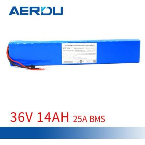 AERDU 36V 14Ah 10S4P 3500mAh 600W Rechargeable 18650 Li-Ion Battery Pack Built-in Bms for Electric Bicycle Scooter XT60 DC SM2P