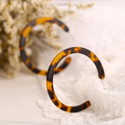 Acrylic Marbled Earring Leopard Round Hoop Earrings Women Tortoise Shell Jewelry E56A