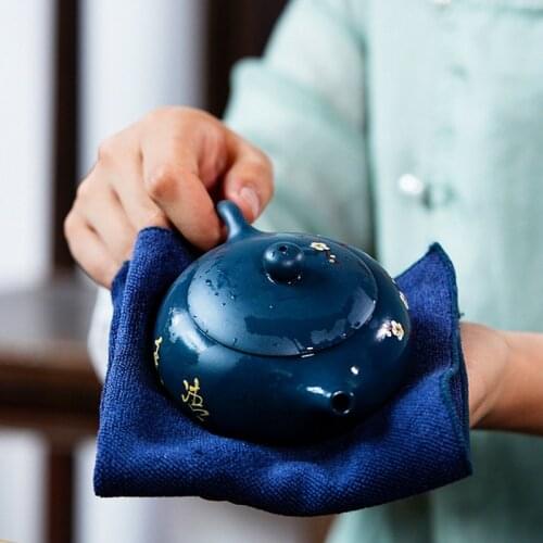 Authentic yixing zisha tea pot floral lotus design Chinese character marked xishi pot traditional craft 7 infuser holes on sales