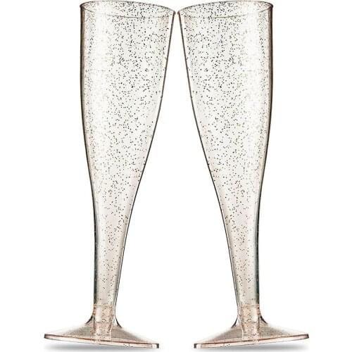 5pcs/Set Champagne Flutes Plastic Drink Cup Marriage Party Wine Cocktail Decor Cup Wedding Toasting Glasses New Year Feast Decor