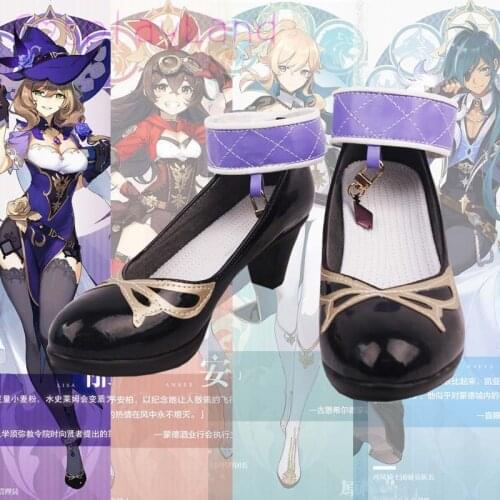 Hot Game Genshin Impact Lisa Cosplay Boots High Heel Shoes Leather Shoes Comic-Con Cosplay Accessories Halloween Party Shoes