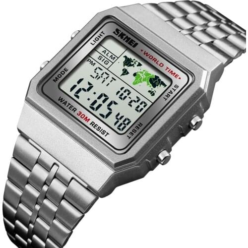 SKMEI LED Digital Mens Watch Sports Watches Military Waterproof Men Relogio Masculino Relojes Stainless Steel Wrist watches