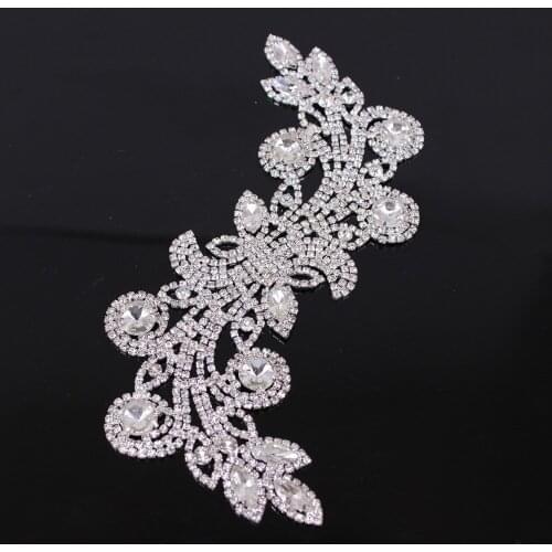 Cheapest exquiste handmade flower bridal sash rhinestone patches sew on beautiful applique wedding dress headband decoration