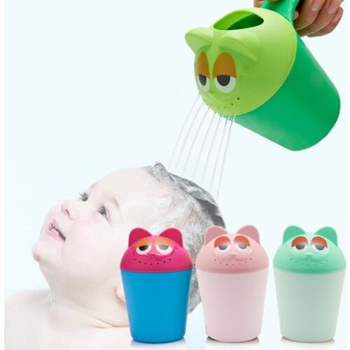 Baby Bath Cap Kids Washing Hair Shampoo Cute Cartoon Cow Cup Children Shower Spoons Silicone Water Scoop Cup for Kids Bathing