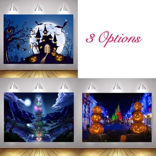 Halloween Party Photography Backdrop Photocall Ghost Castle Horrifying Pumpkin Children Halloween Dress-up Background Bat