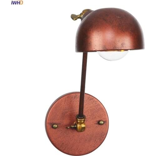 IWHD Antique Rustic Retro Wall Lights Fixtures Bedroom Stair Mirror Light Loft Style Industrial Wall Lamp Sconce Wandlamp Edison