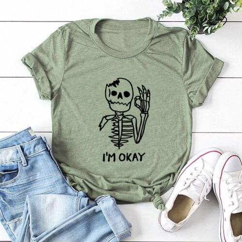 Summer Women T Shirt 5XL Plus Size Cotton Cute Skeleton Print Short Sleeve Oversized Graphic Tee Top Casual O-Neck Female TShirt