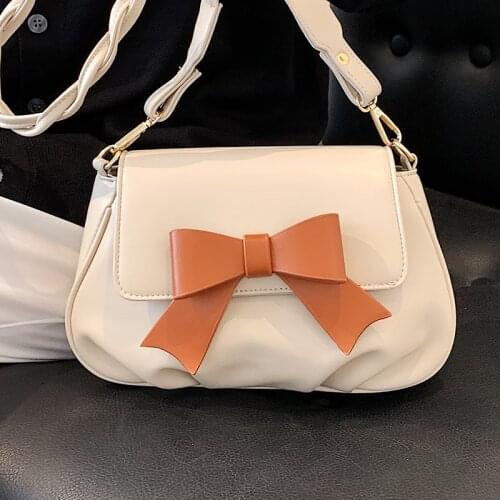 Small Pu Leather Womens Bag 2021 New Casual Square Crossbody Bags Female Simple Elegant Shoulder Bags Bow Designer Handbags Sac