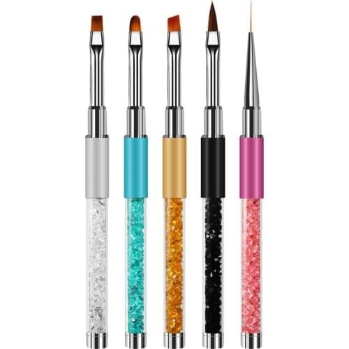 5pcs/set Liner Painting Nail Brush Set Dotting Design Nail Art Brush Kit Multi Sizes Carving Pen for UV Gel Polish DIY Drawing