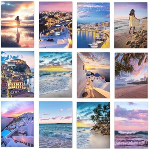 Beach Sunset Nordic Posters and Prints Balearic Islands Aegean Seacape Art Canvas Painting Wall Pictures for Living Room Decor