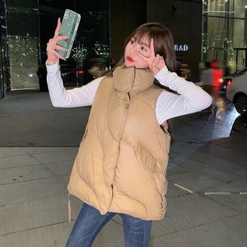 Beardon Autumn Winter New Womens Parkas Cotton Vest Stand-Up Collar Sleeveless Cotton Vest Waistcoat Jacket