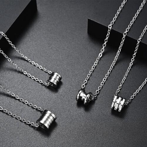 New Mens Necklaces Geometric Circle Pendant Stainless Steel Chain Link Fashion Charm Punk Jewelry