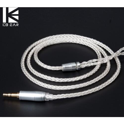 KB EAR 8 Core Upgraded Silver Cable 2pin/MMCX/QDC With 2.5/3.5/4.4 Earphone Cable For A10 C10 ZS10 ZST IM2 X6