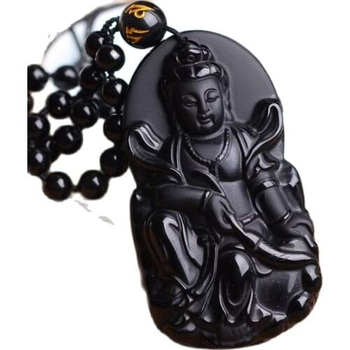 Obsidian mahasthamaprapta Pendant Zodiac horse Guardian natal Buddha Pendant
