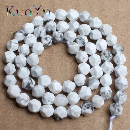 Wholesale Natural Faceted White Turquoises Howlite Round Loose Stone Beads For Jewelry Making DIY Bracelet Necklace 6/8/10mm