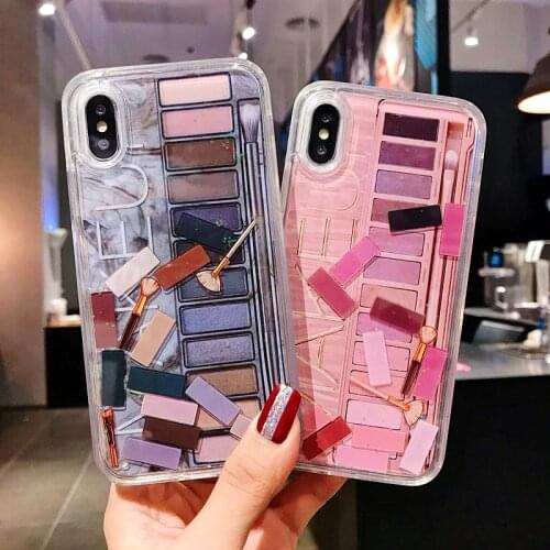 Makeup Eyeshadow Palette Quicksand Phone Case For iPhone 12 Case XS MAX XR 6 7 8 Plus Cosmetic Glitter eye Shadow Box Soft Cover