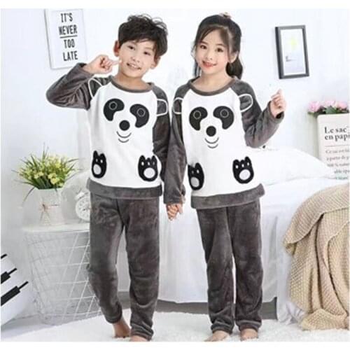 Boys Pajamas Sets Girls Pajamas Children Thick Warm Flannel Cartoon Kids Sleepwear Winter Girl Home Suit Nightwear Twins Clothes