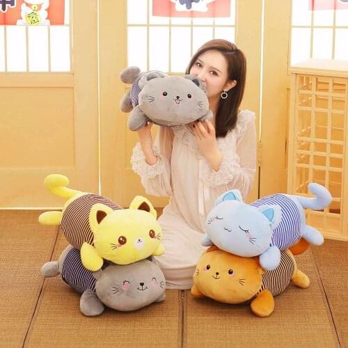 Plush Cat Pillow With Blanket Stuffed Animals Soft Toys For Children Girls Birthday Sleeping Bedroom