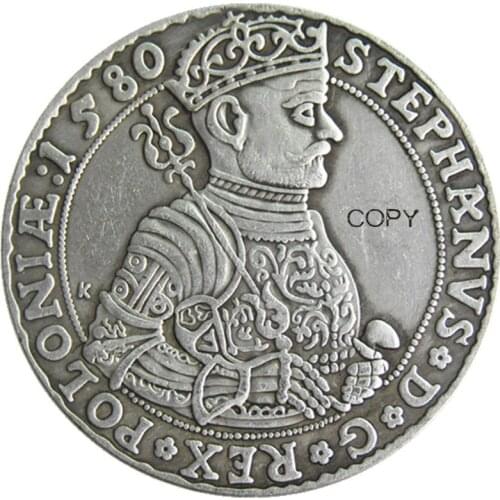 Poland 1580 Litva TALAR - STEPHAN BATORY Silver Plated Copy Coins