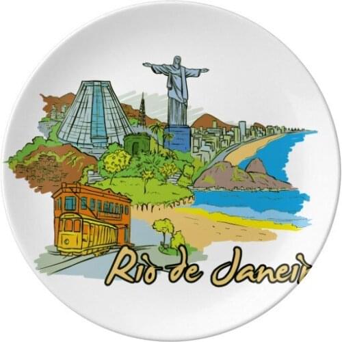 Hand-painted Brazil Rio De Janeiro Dessert Plate Decorative Porcelain 8 inch Dinner Home