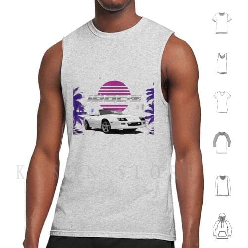 Retro 80s Chevy Camaro Iroc-Z Convertible Tank Tops Vest Sleeveless Miami Vice Palm Tree Camaro Z 28 Classic Vintage Chevy
