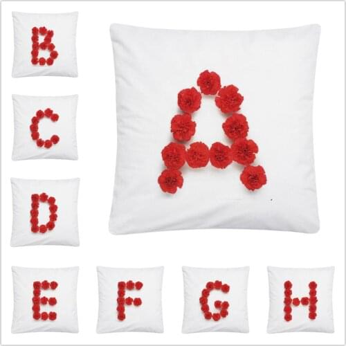 Rose mosaic letter pattern Soft Short Plush Cushion Cover Pillow Case for Home Sofa Car Decor Pillowcase 45X45cm