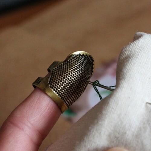 DIY Retro Handworking Sewing Thimble Finger Protector Adjustable Finger Metal Needles Sewing Tool Accessories Sewing Thimble