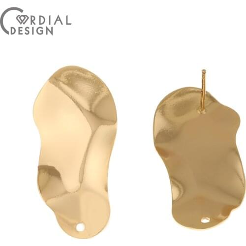 Cordial Design 50Pcs 16*33MM Earrings Stud/Jewelry Accessories/Genuine Gold Plating/Hand Made/DIY Making/Earring Findings