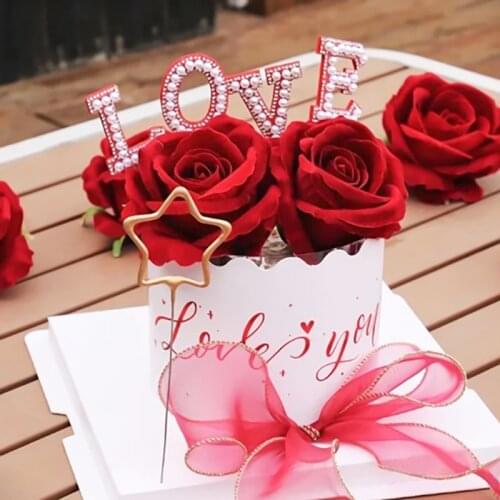 LOVE Pearl Cake Topper 520 Cupcake Topper Decor For Valentines Day Anniversary Party cake Decoration Supplies