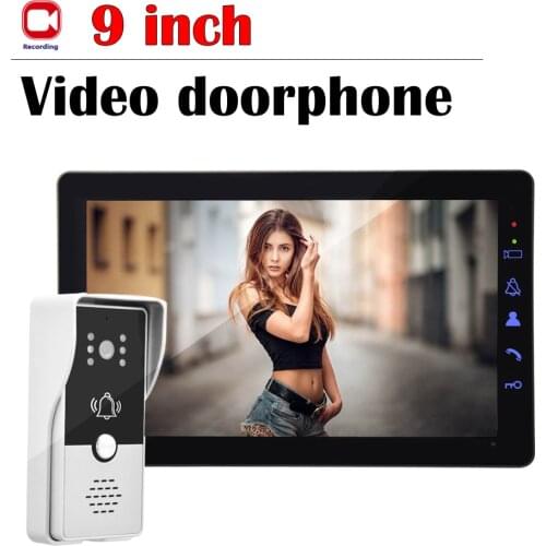 REDEAGLE 9 inch Record Video Door Phone Intercom System Touch Key Monitor Outdoor Doorbell Camera Night Vision Support Unlock