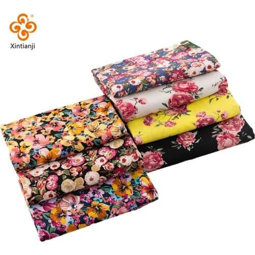 Vintage Floral Print Soft Summer Fabric By Half Yards Dresses And Womens Clothing Cloth TJ2662-3