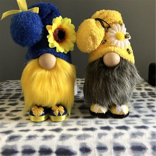 Spring Sunflower Latest Land Gnome Knitted Hat Crooked Neck Dolls Jewelry Home Decoration Kawaii Plush Toys For Kid Dropshipping