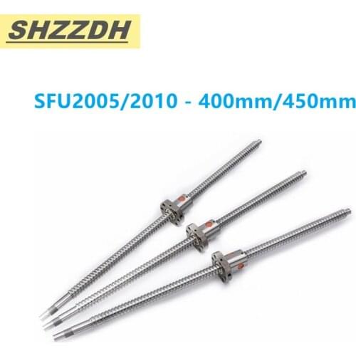 High quality SFU2005 SFU2010 length 400mm/450mm ball screw with ball hole nut/waist nut/for BKBF15 EKEF/FKFF15 CNC accessories