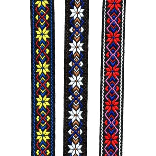 ZERZEEMOOY 1" 25MM 10YARD/SETS SINGLE FACE GEOMETRIC FLOWER JACQUARD RIBBON Belt Dog Chain Accessories