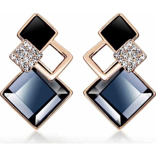 New Fashion Statement Earrings Bule Geometric Drop Earrings for Women Punk Metal Korean Earring Trendy S925 Jewelry Elegant