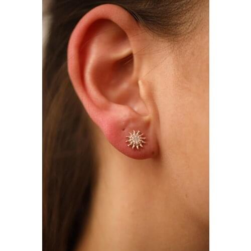 925 sterling Silver Women 'S Sun Pattern Zircon Stone Rose Earrings Elegant Design Pleasing Appearance Quality Product Interests Attractive 2021 Trend jewelry Model