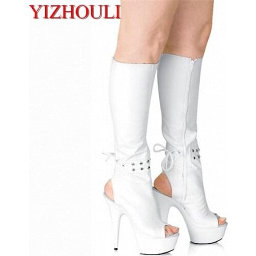 Spring womens shoe Korean edition hollowed-out fish-mouth shoes, new style sandals, fine and middle boots high heel Dance Shoes