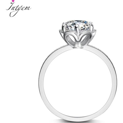 Round 6.5mm Moissanite Sterling Silver 925 Ring White Gold Flower Shape Engagement Wedding Ring for Women Luxury Jewelry