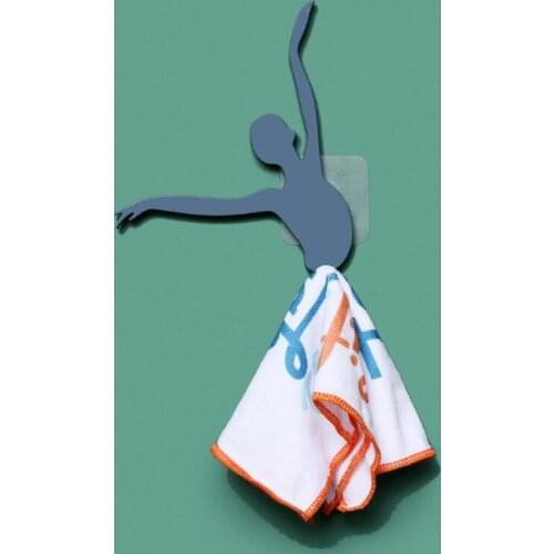 1PC DIY Without Punching Traceless Ballet Dancer Hook Bathroom Storage Rag Couple Multifunctional Hook Storage Key Holder Tools