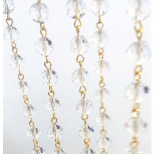 10/50 Meters 10mm Crystal Faceted Ball Beads Chain With Gold Connectors Glass Strand Garlands For Door Decoration