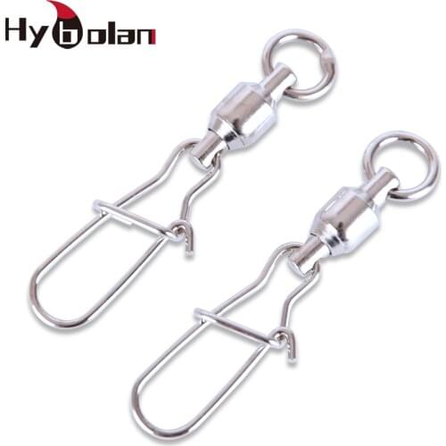 10pcs HYBOLAN Fishing Connector Swivels Stainless Steel Interlock Rolling With Hooked Bearing Fishhook Lure Tackle Accessories