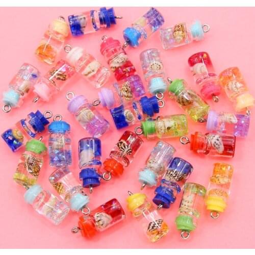 10pcs Charms Flower Ocean Drift Glass Bottle Pendants Crafts Making Findings Handmade Jewelry DIY for Earrings Necklace