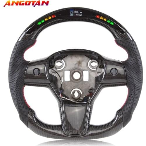 100% Real Carbon Fiber LED Display Steering Wheel compatible For Tesla Model 3