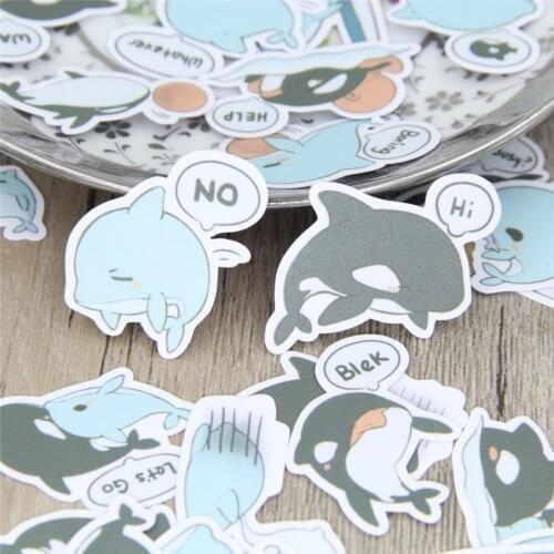 40 Pcs/lot Whale dolphin homemade Sticker Decal For Phone Car Case Waterproof Laptop Album diary Backpack Kids Toy Stickers