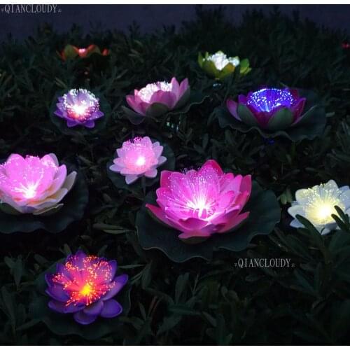 5 pieces Artificial LED Optic fibre Light Fake Lotus Leaf flowers Lily waterproof pond floating wedding PARTY decoration D23