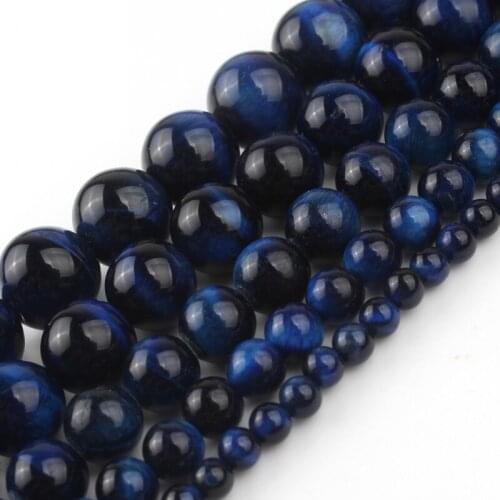 A++ Blue Tiger Eye Stone Beads Natural Round Loose Spacer Beads For Diy Jewelry Making 15" 6mm 8mm 10mm 12mm 14mm Pick Size