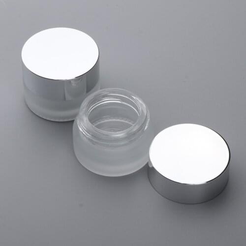 2 Pieces Empty Glass Cosmetic Jar Travel Portable Bottles Lotions Oils Jars Translucent Glass for Powder Foundation Liquid